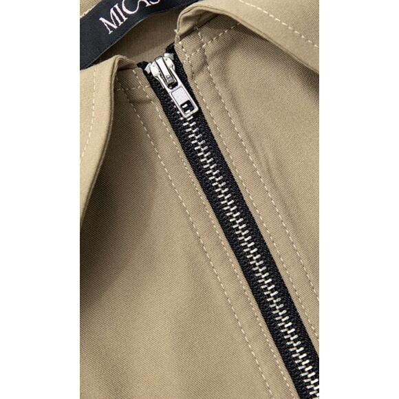 Micas Women's Medium Light Brown Foldover Smocked Side Zipper Tube Top - Picture 5 of 7